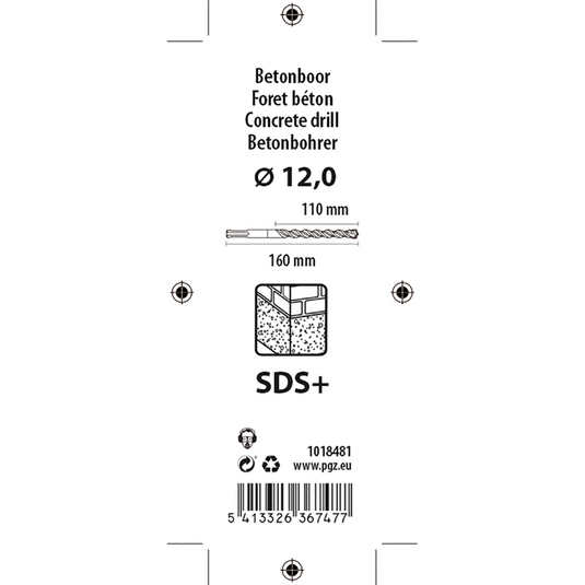Mack 1018481 - hamerboor sds + ø 12,0 x 160 mm | 5 stuks
