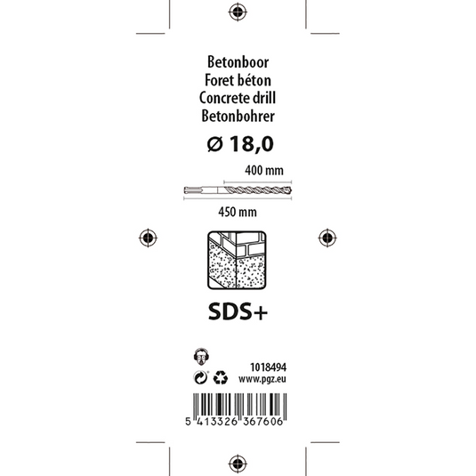 Mack 1018494 - hamerboor sds + ø 18,0 x 450 mm | 5 stuks