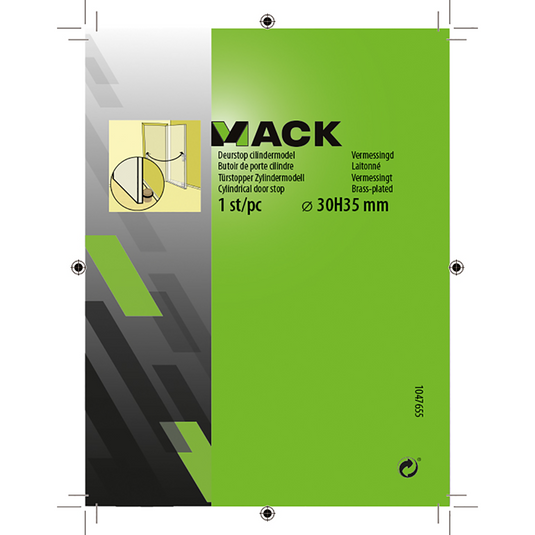 Mack 1047655 - deurstop cilindermodel vermessingd ø 30h35 mm 1 st pc | 6 stuks