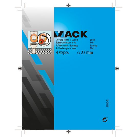 Mack 1047662 - stootdop rubber + schroef zwart ø 22 mm 4 st pcs | 6 stuks