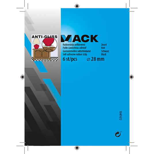 Mack 1047672 - rubberstrip zelfklevend zwart ø 28 mm 6 st pcs | 12 stuks