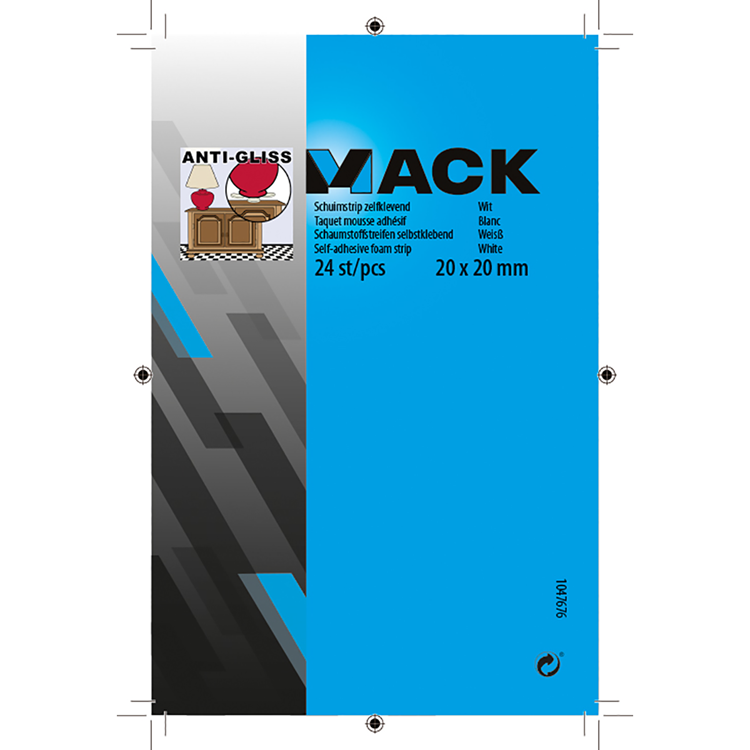 Load image into Gallery viewer, Mack 1047676 - schuimstrip zelfklevend wit 20 x 20 mm 24 st pcs | 6 stuks
