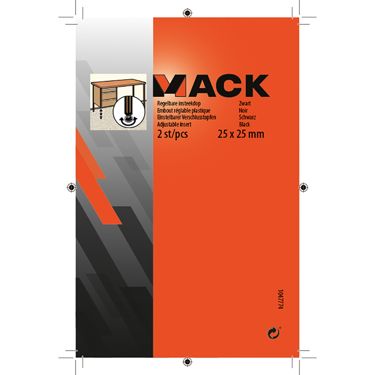 Load image into Gallery viewer, Mack 1047774 - regelbare insteekdop zwart 25 x 25 mm 2 st pcs | 6 stuks

