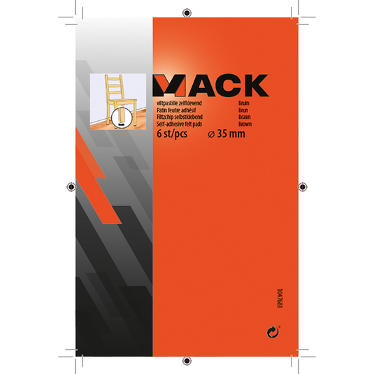 Mack 1047681 - viltpastille zelfklevend bruin ø 35 mm 6 st pcs | 12 stuks
