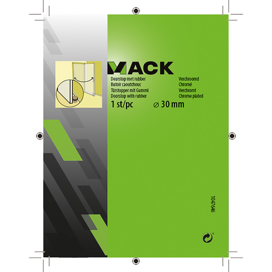 Mack 1047646 - deurstop met rubber verchroomd ø 30 mm 1 st pc | 6 stuks