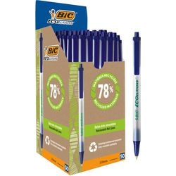 Balpen bic clic stic + drukknop blauw