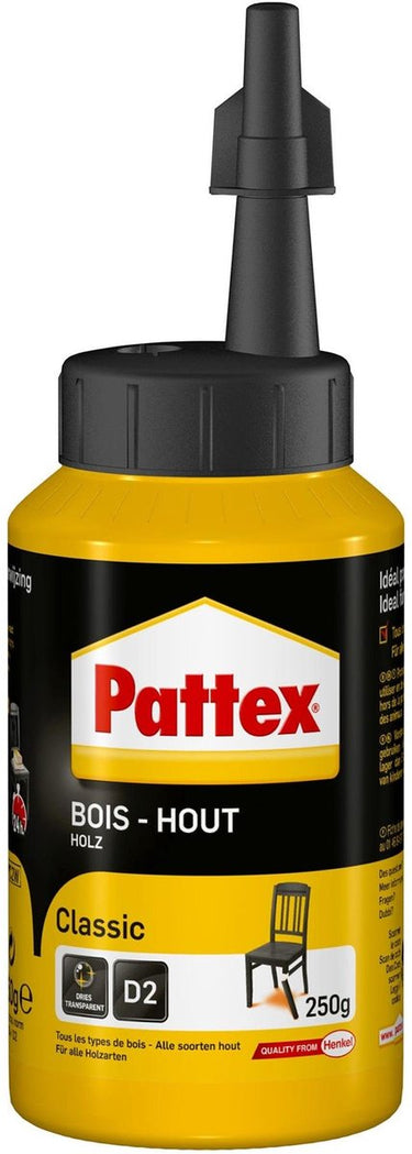 Pattex houtlijm classic 250 g | houtlijm voor universeel verbruik | lijm geschikt voor alle soorten hout.