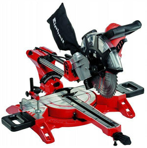 Einhell elektrische radiaal afkort- verstekzaag tc-sm 2534 1 dual - 2350 w - ø250 mm - geïntegreerd glijsysteem - zaagkop kantelbaar naar links en rechts - incl. 48 tands zaagblad