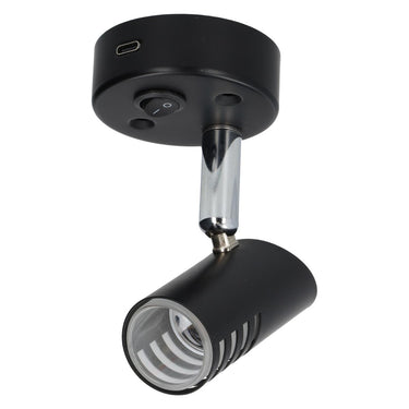 Sao opbouwspot led met schakelaar en usb-c - zwart