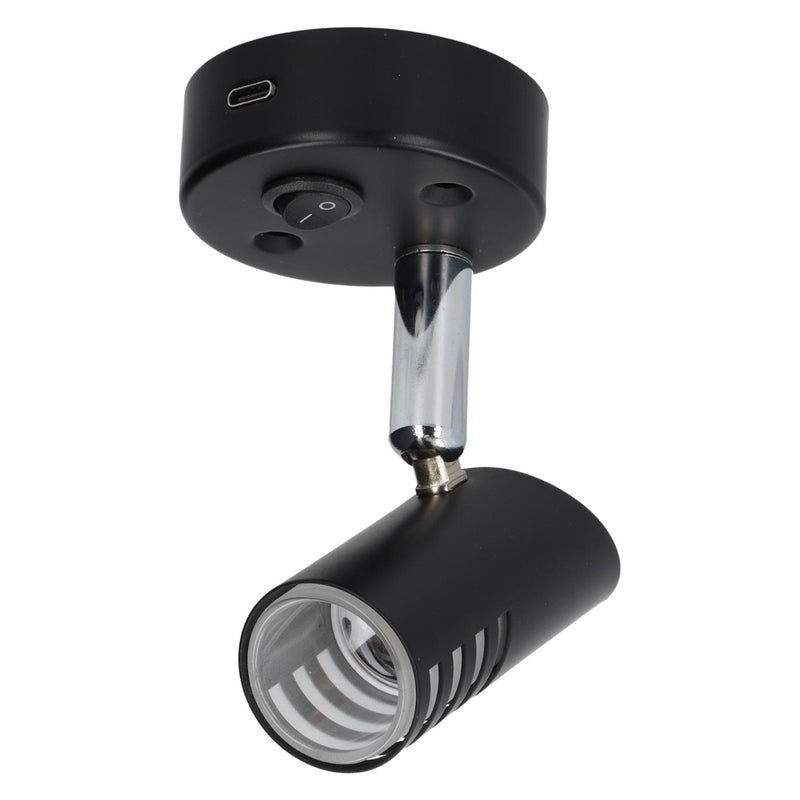 Afbeelding laden in galerijviewer, Sao opbouwspot led met schakelaar en usb-c - zwart

