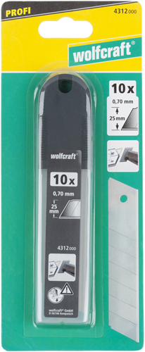 Wolfcraft professionele afbreekmessen | 0,7 x 25mm | 10 stuks - 4312000