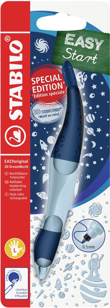 Stabilo easyoriginal 3d dreamworld - ergonomische rollerball - linkshandig - blauw inkt - navulbaar - blauw