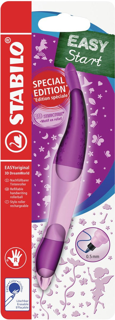 Stabilo easyoriginal 3d dreamworld - ergonomische rollerball - rechtshandig - blauw inkt - navulbaar - roze
