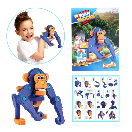 Toi-toys knutselpuzzel aap junior 25,8 cm blauw 59-delig