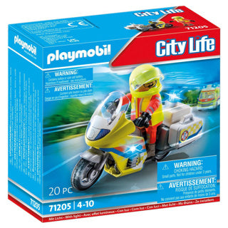 Load image into Gallery viewer, Playmobil 71205 noodmotorfiets met zwaailicht

