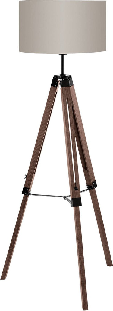 Eglo lantada vloerlamp - e27(excl.) - 143 cm - hout - driepoot - bruin, taupe - fsc hout