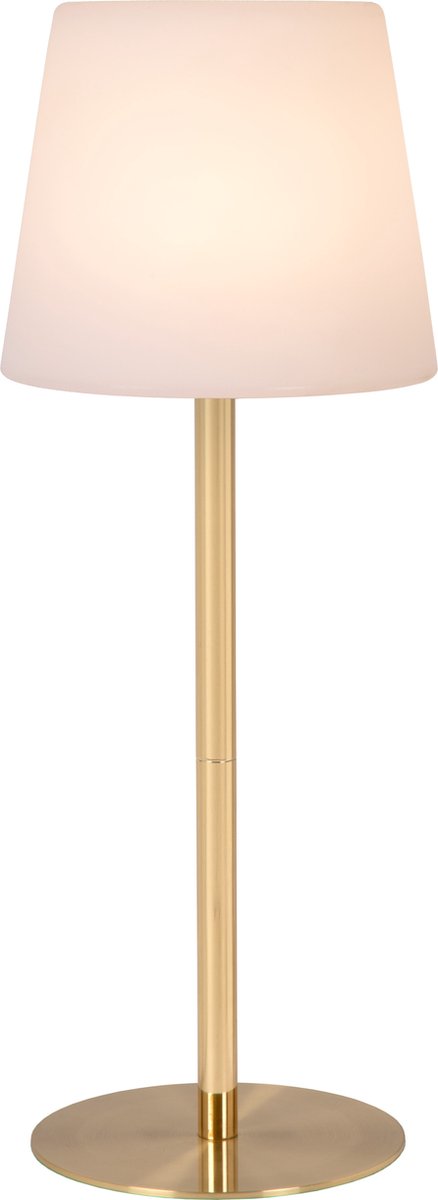 Lucide tyon - oplaadbare tafellamp binnen buiten - accu batterij - ø 15 cm - led dimbaar - 1x2w 2700k - ip65 - mat goud messing
