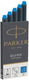 Parker lange vulpen inktpatronen - blauwe inkt - uitwasbaar - 5 stuks