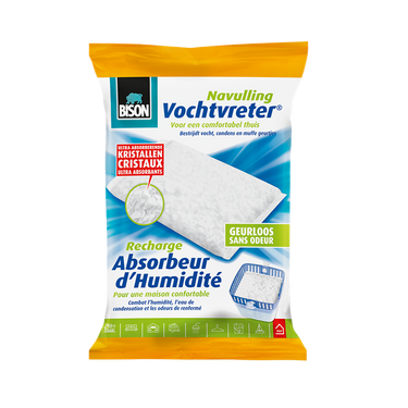 Bison vochtvreter® navulzak neutraal 450 g, geschikt voor vochvreter®, bestrijd hoge luchtvochtigheid, geen batterij nodig, ook geschikt voor caravans en campers