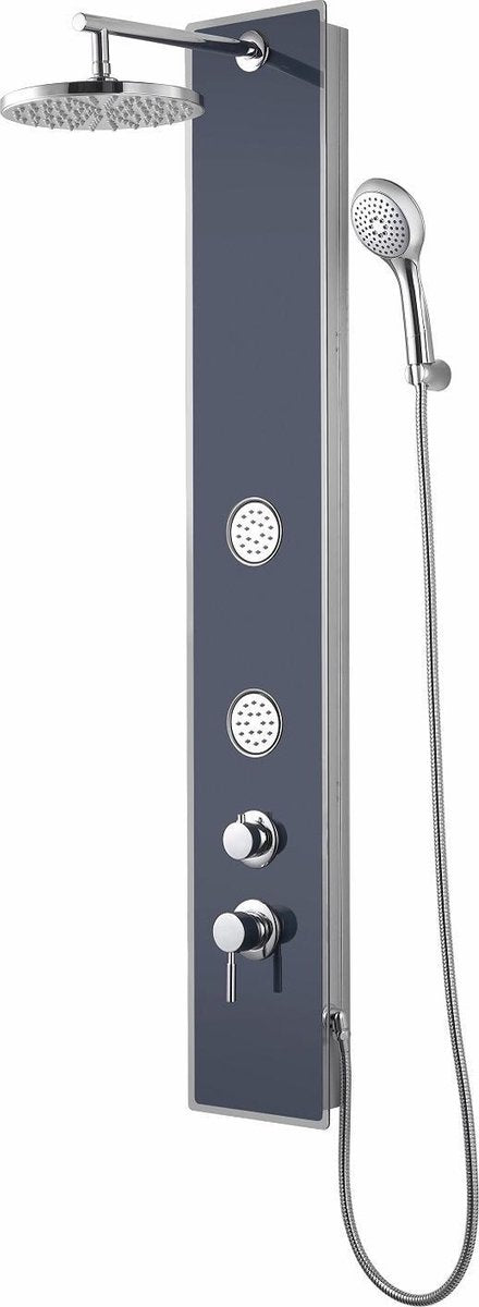 Schütte glas douchepaneel - met douchekraan - mengkraan - 2 massage sproeiers - anthraciet