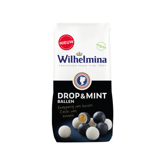 Wilhelmina drop mint ballen vegan zak (10x200gr)