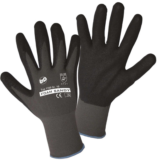 L+d work gloves gr. xl foam sandy