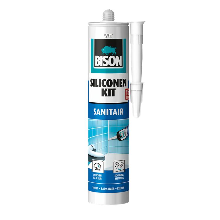 Afbeelding laden in galerijviewer, Bison siliconenkit wit koker 300 ml - waterbestendige kit, sanitaire afdichting, ongevoelig voor schimmel, kleurvast, blijvend elastisch, makkelijk te verwerken
