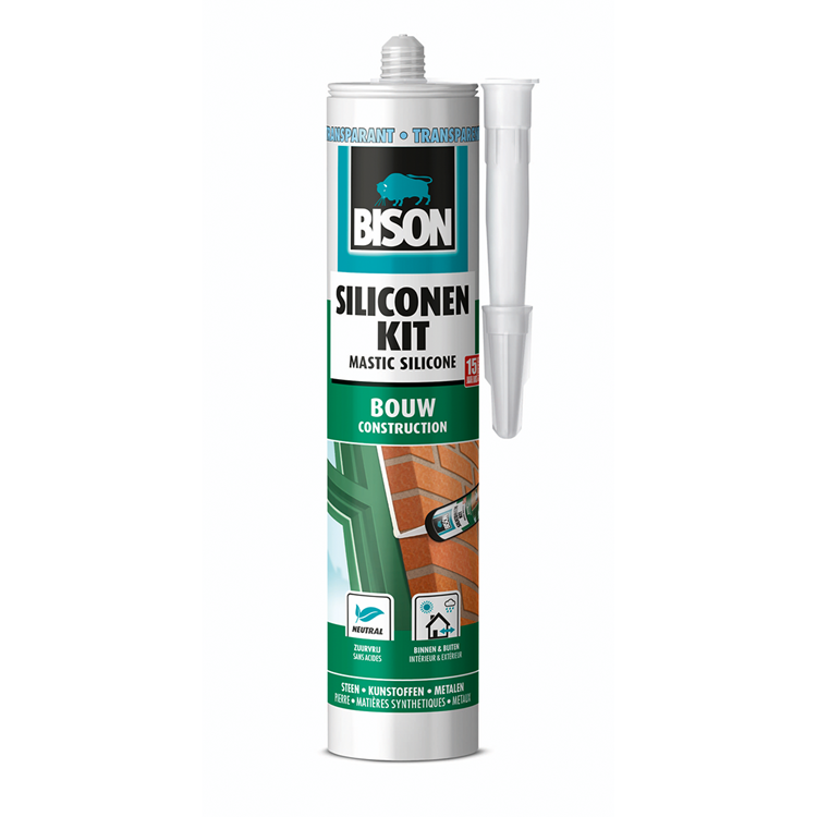 Load image into Gallery viewer, Bison siliconenkit bouw transparant koker 300 ml blijvend elastisch, waterbestendig, alle bouwafdichtingen
