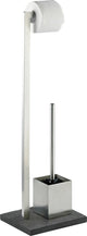 Wenko toiletbutler slate rock rvs glanzend zwart - toiletrolhouder en toiletborstel met houder vrijstaand