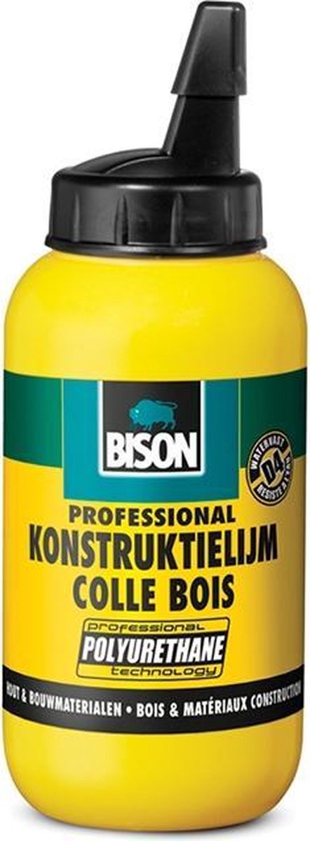 Load image into Gallery viewer, Bison konstruktielijm flacon 750 g, watervaste, houtkonstruktlielijm, bruist licht, overschilderbaar, binnen en buiten, d4, sterker dan hout, waterbestendig
