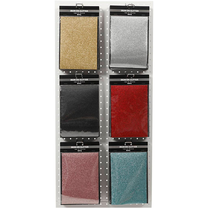 Afbeelding laden in galerijviewer, Https: www.cchobby.nl opstrijkfolie-vel-148x210-mm-glitter-diverse-kleuren-6x10-vel-1-doos
