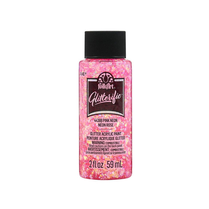 Load image into Gallery viewer, Folkart • glitterific acrylic paint neon pink 59ml

