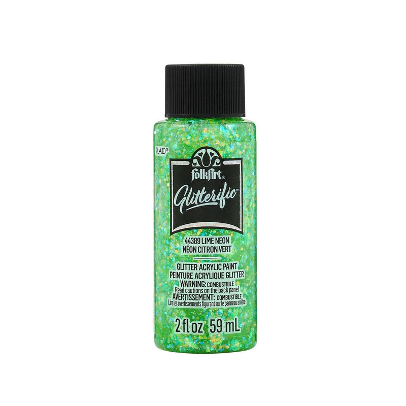 Load image into Gallery viewer, Folkart • glitterific acrylic paint neon lime 59ml
