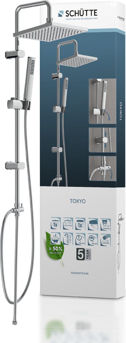 Schütte tokyo douchesysteem - regendouche - 99 cm stang - chroom