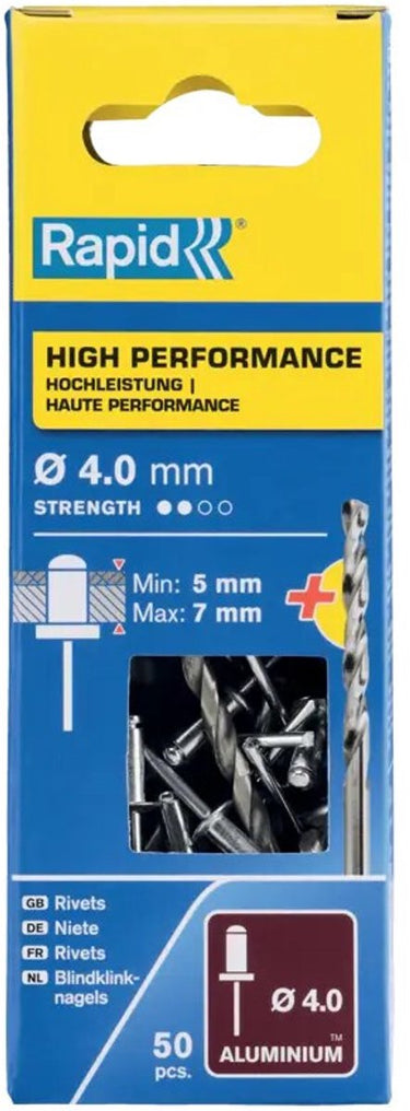 Rapid klinknagels 5001459 boor ø 4 x 10 mm aluminium (50 stuks)