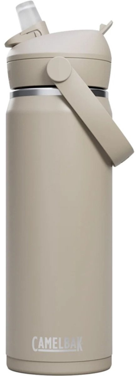 Camelbak thrive flip straw drinkfles - 600 ml - rvs - met rietje - isolatie waterfles - beige