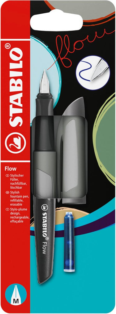 Stabilo flow - vulpen - monochrome - grijs + 1 inkt cartridge