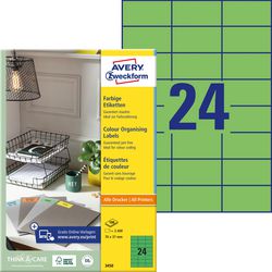 Universele etiketten avery zweckform 3450 70x37mm groen