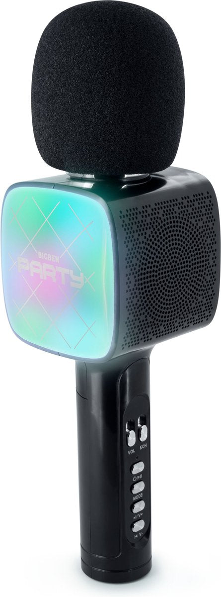 Bigben party karaokemicrofoon voor kinderen - met led + bluetooth - zwart