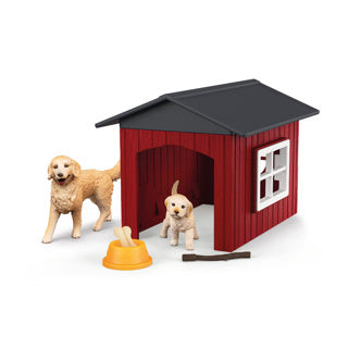 Schleich 42722 dog kennel with golden retrievers