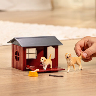 Schleich 42722 dog kennel with golden retrievers