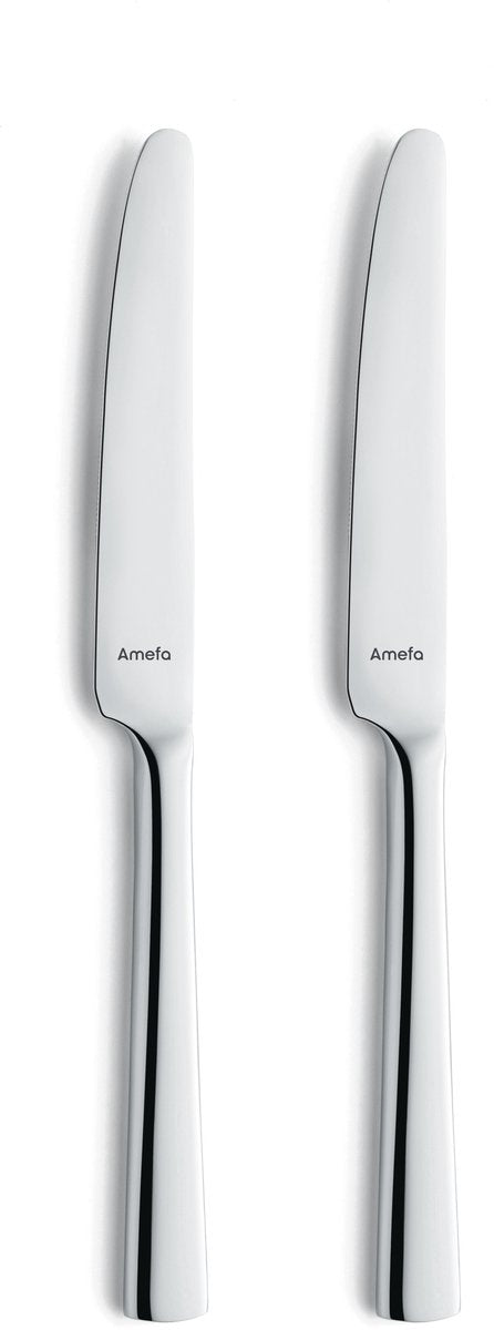 Amefa moderno - 2-delige dessertmesset - hoogglans - zilverkleurig