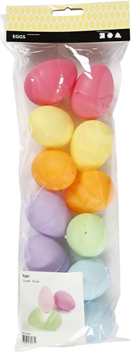 Load image into Gallery viewer, Creativ company plastic eieren gekleurd, 12st. 6cm
