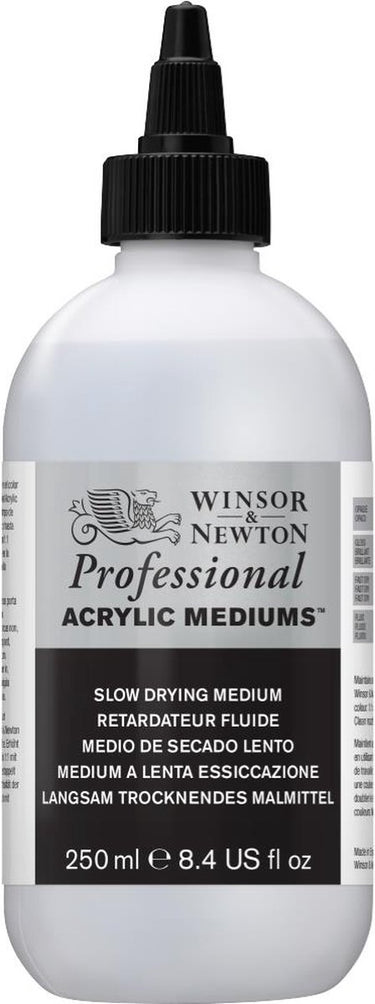 Winsor newton 3040932 professional acrylic slow drying medium 250 ml – acrylmedium, verlengde verwerkingstijd vloeiende kleurverlopen