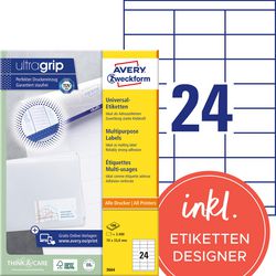 Universele etiketten avery zweckform 3664 70x33,8mm wit