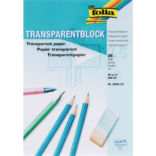 Overtrek papier blok folia a4 80 gsm 25 vel