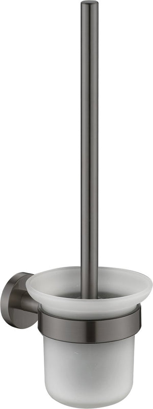 Plieger vigo wc borstel – toiletborstel met houder glas – wandhouder – 10 jaar garantie – geborsteld gunmetal
