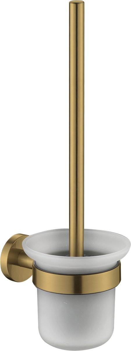 Plieger vigo wc borstel – toiletborstel met houder glas – wandhouder – 10 jaar garantie – geborsteld goud
