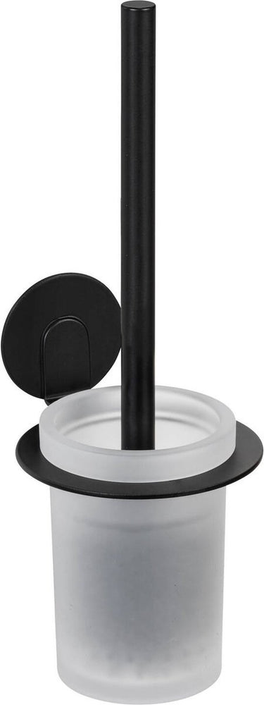 Wenko turbo-loc toiletborstelhouder bivio mat zwart aluminium - toiletborstel met houder - wc borstel met houder - zelfklevend - zonder boren