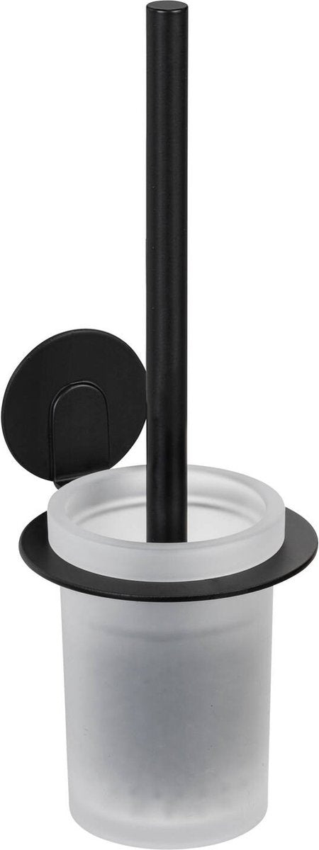 Wenko turbo-loc toiletborstelhouder bivio mat zwart aluminium - toiletborstel met houder - wc borstel met houder - zelfklevend - zonder boren